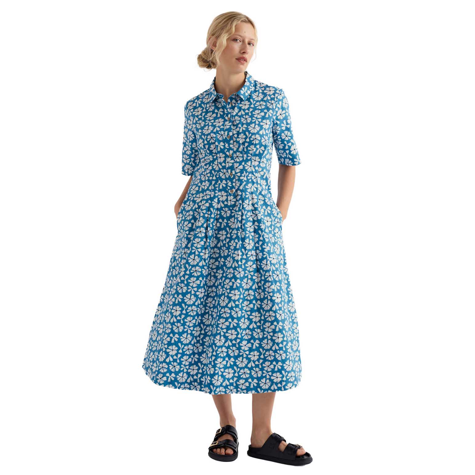 Seasalt Cornwall Wild Liquorice Dress Bold Cornflower Sailboats